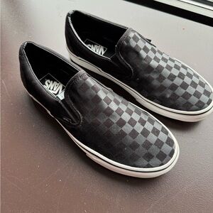 Vans Men's Black Checkered Slip-On Sneakers